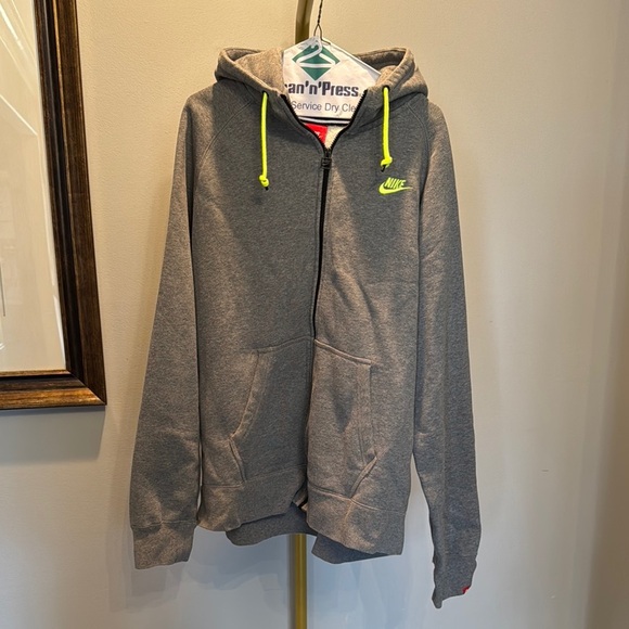 Nike Gray full zip Hoodie with Neon Accents EUC XXL - Picture 1 of 12